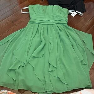 David's Bridal Green Strapless Dress